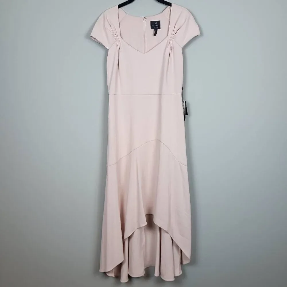 NWT Adrianna Papell High Low Dress Pink Size 4 Divine Crepe Formal Sweetheart